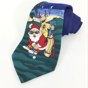 FORSYTH | Santa reindeer golf on the beach novelty tie